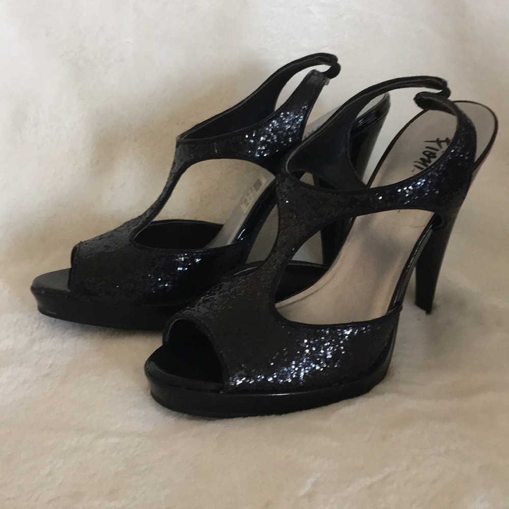 Black glitter heels